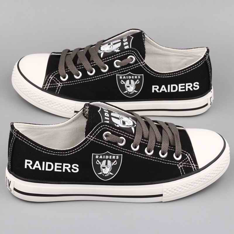 All Sizes NFL Oakland Raiders Repeat Print Low Top Sneakers 006